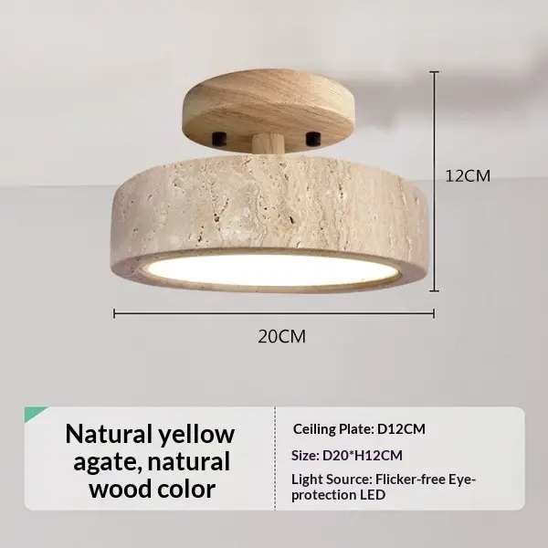 Japanese-style Yellow Dung Stone LED Ceiling Light
