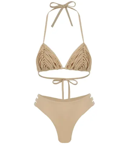 Solid-color High-slit Two-piece Swimsuit For Women