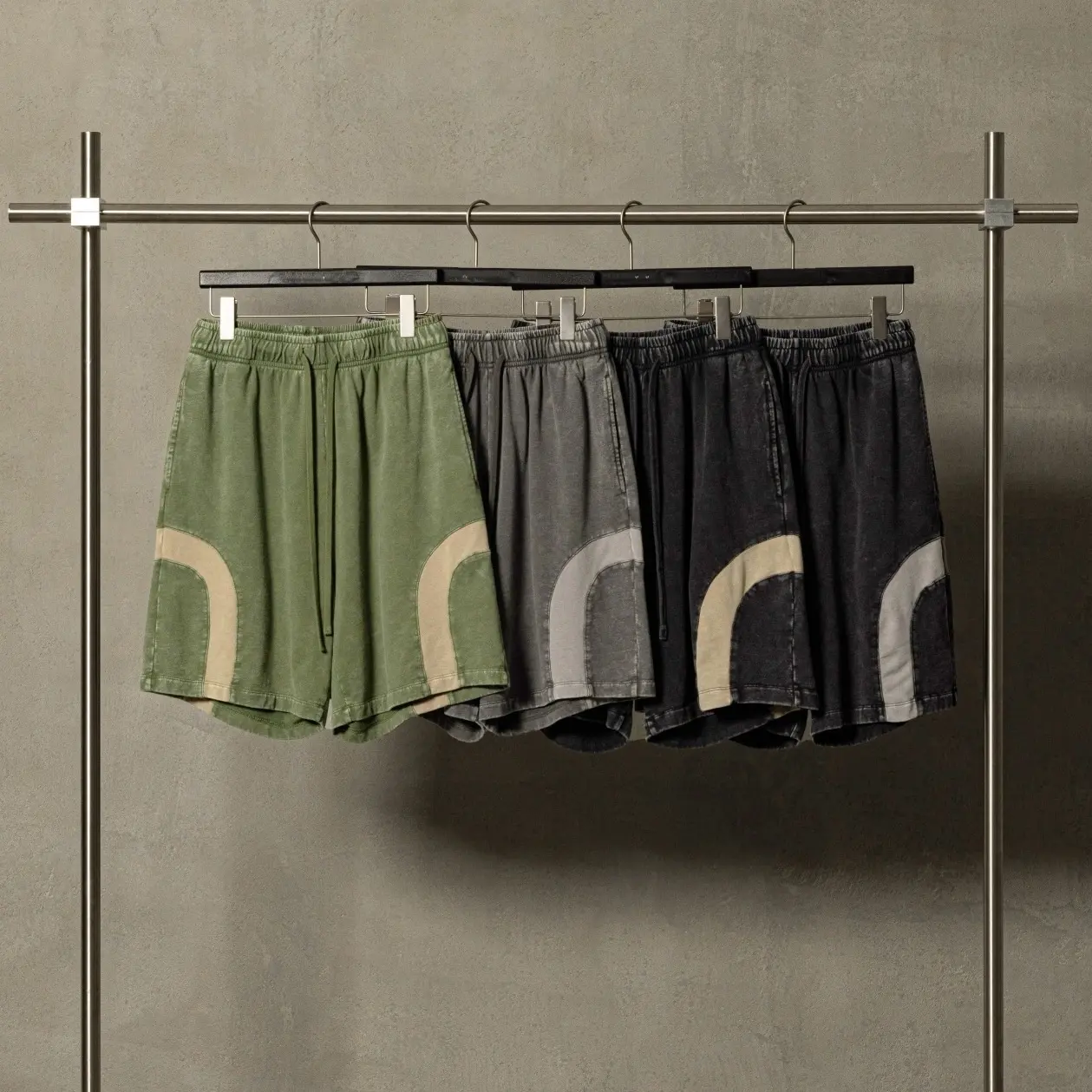 Hip-hop-style Color-block Patchwork Shorts