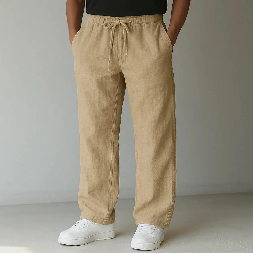 Summer Men's Pants Elastic Waist Breathable Trousers