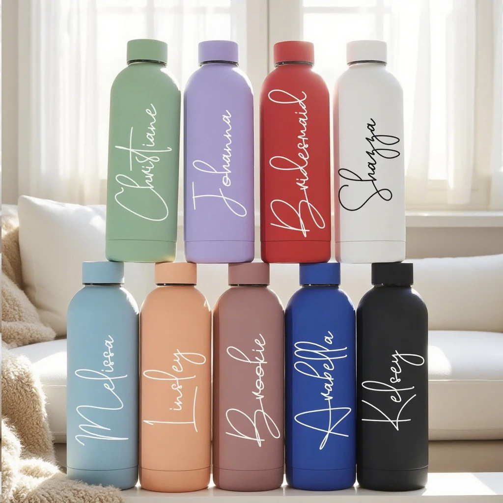 Stainless Steel Rubber Paint Double-Layer Vacuum Small Mouth Bottle For Outdoor Sports