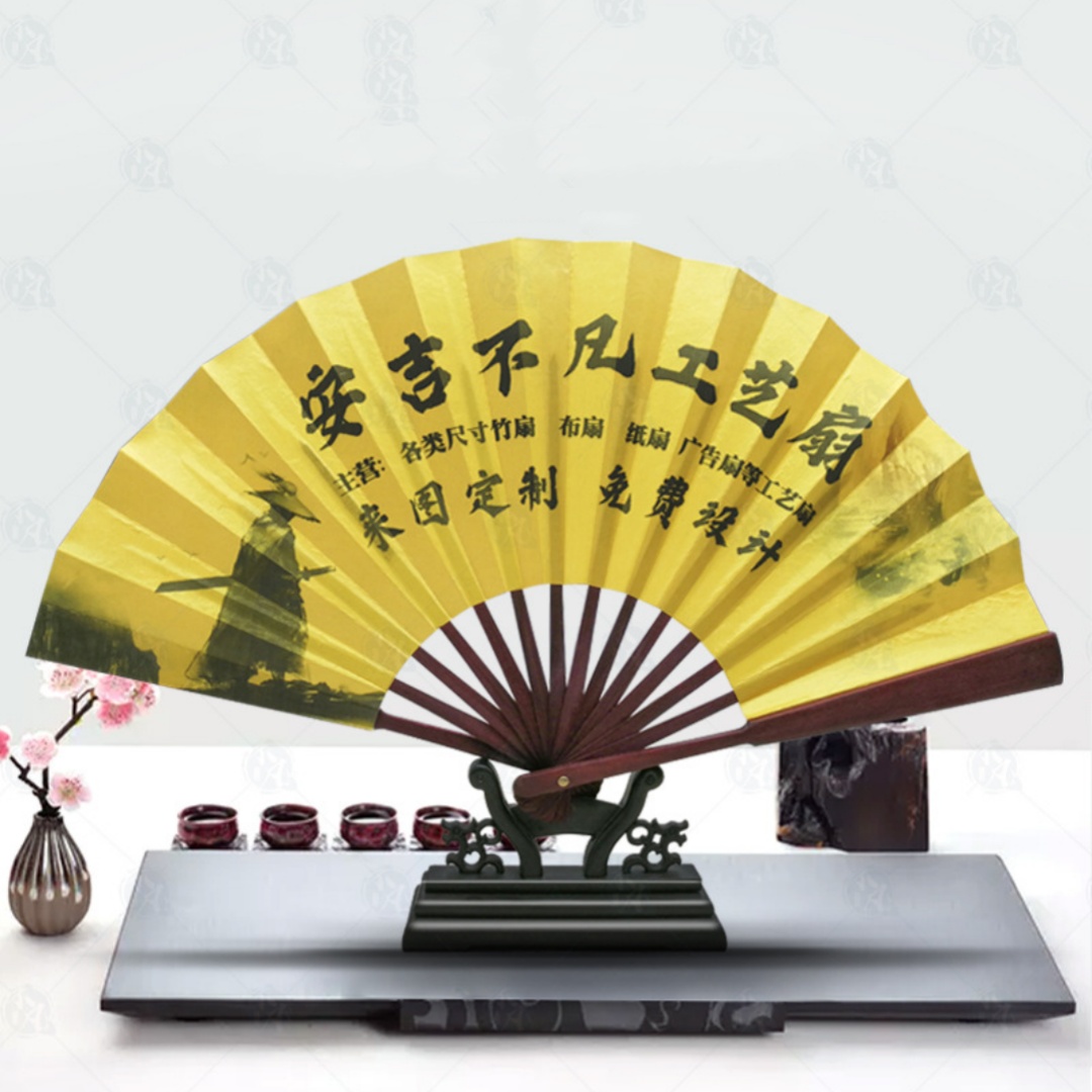 Bamboo Folding Fan Custom Xuan Paper And Silk Fabric Fan In Traditional Chinese Style