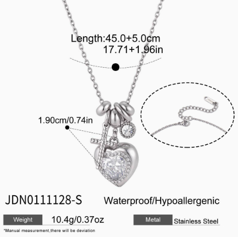 Collier Cœur Zircon Acier Titane — Pendentif Doré pour Femme 7