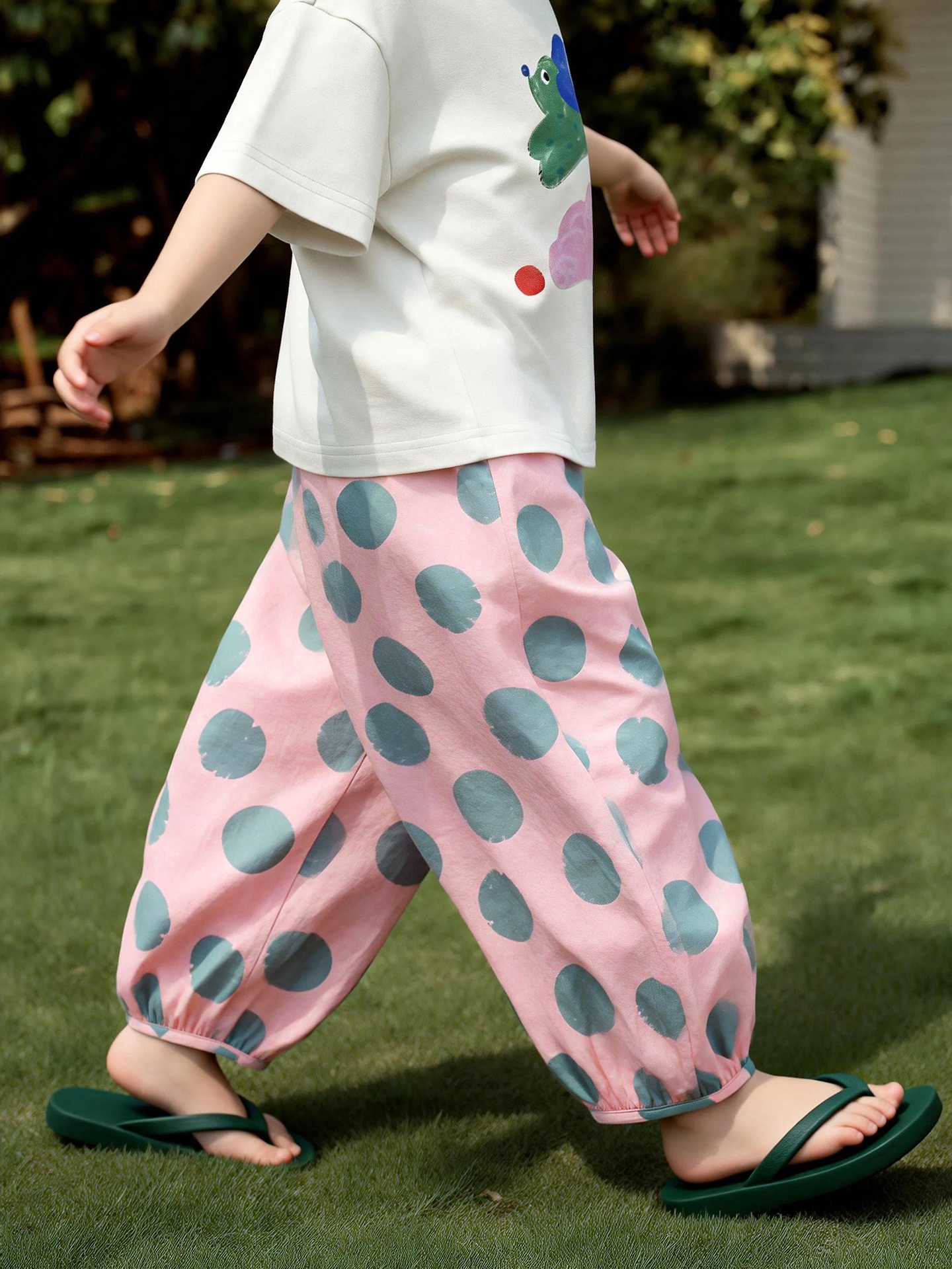 Arrival Childrens Color-Block Striped And Polka-Dot Anti-Mosquito Pants