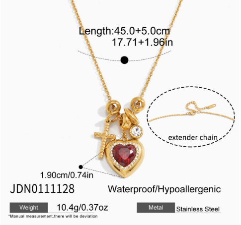 Collier Cœur Zircon Acier Titane — Pendentif Doré pour Femme 4