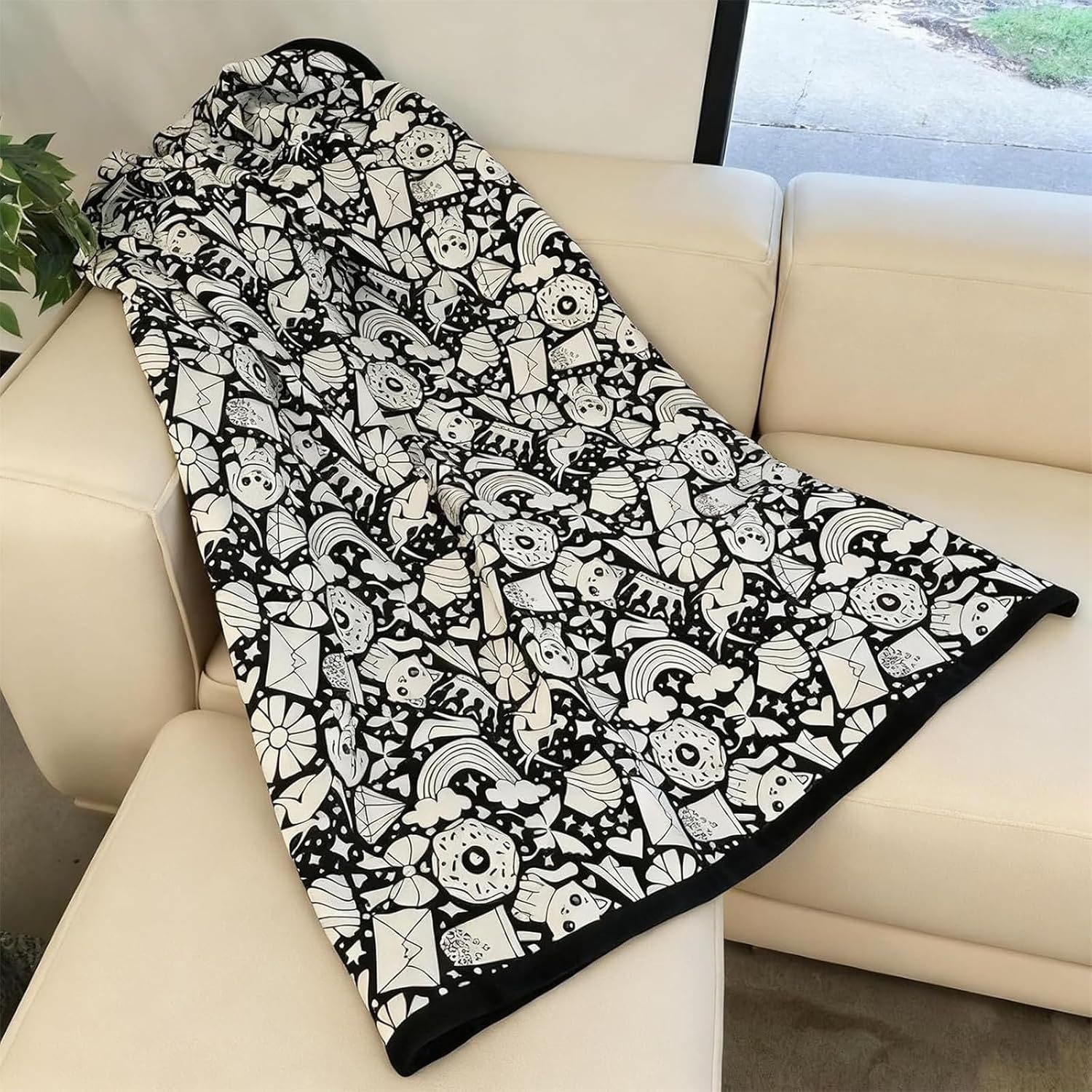 Pătură de colorat DIY cu markere – personalizare creativă, model de Halloween, pătură pentru alinarea stresului, cadou decorativ unic cu desene pictate