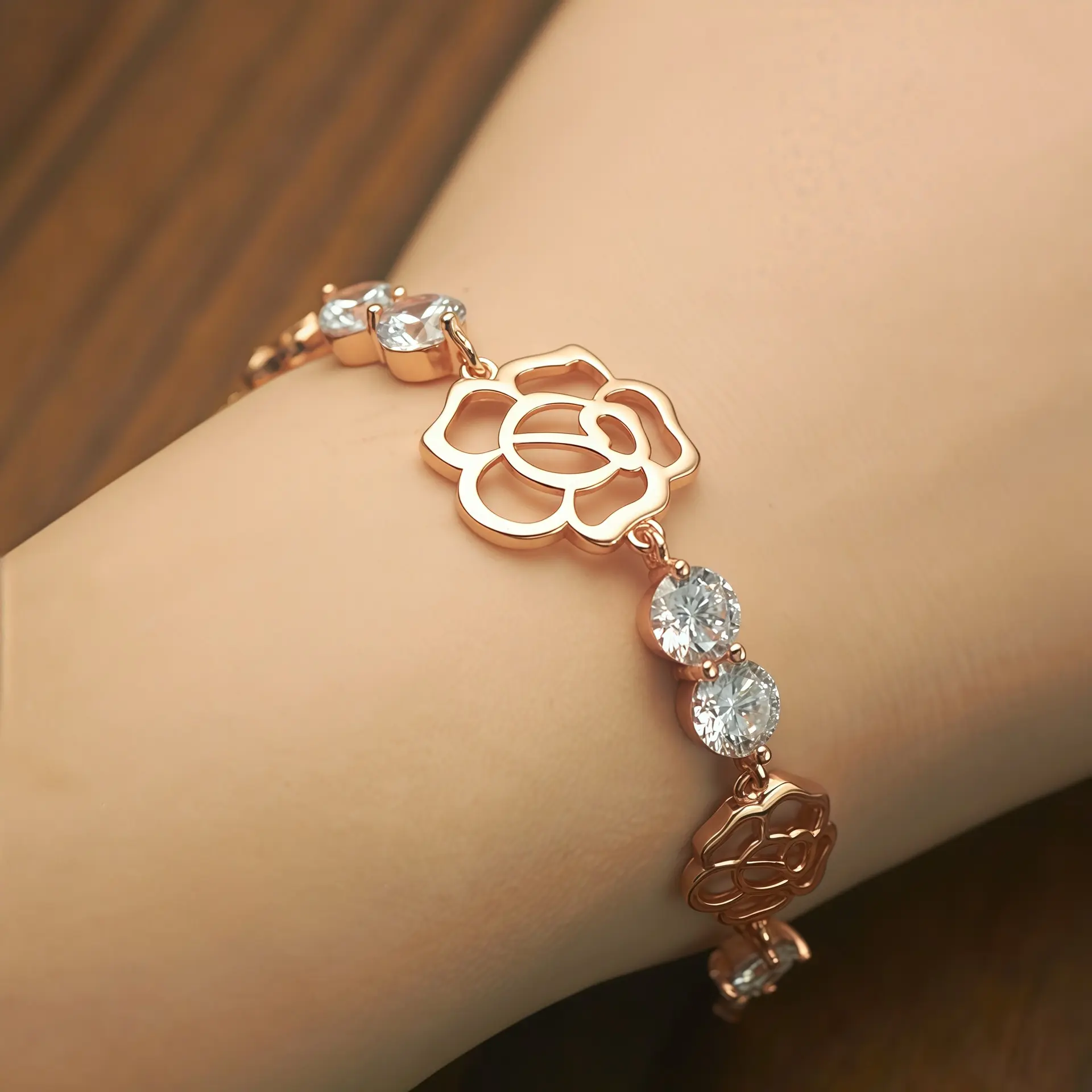Two-color Ladies Rose Flower Bracelet