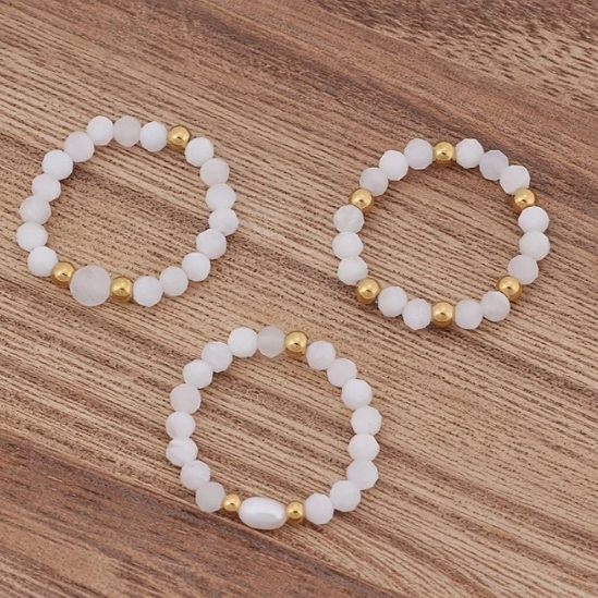 3pcs Set Amethyst Beaded Rings
