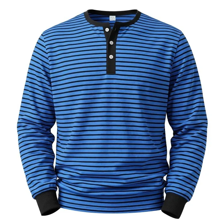 American-style Vintage Striped Long-sleeve Mens Top