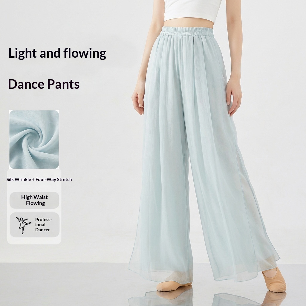 Womens New Vintage-style Double-layer Wide-leg Pants