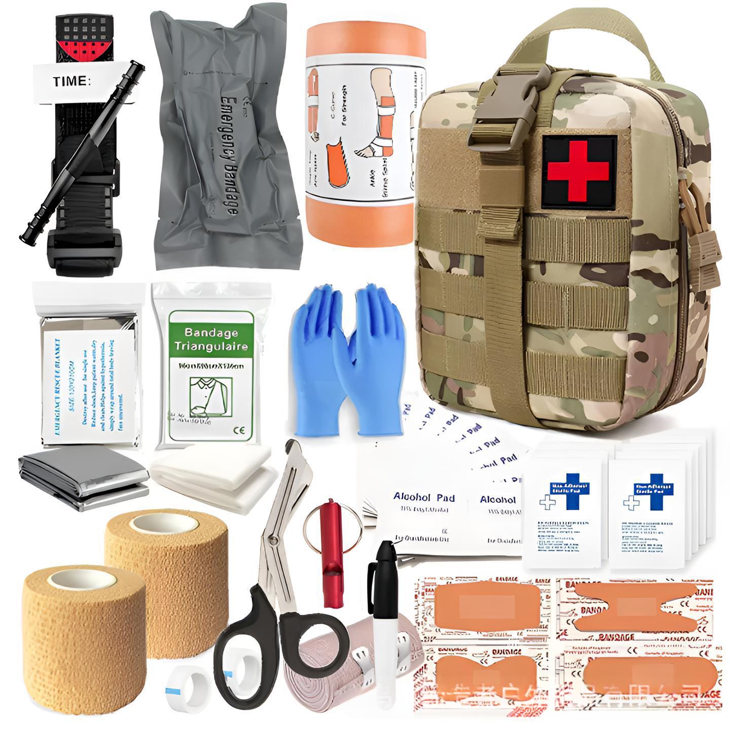 Outdoor survival tool first aid kit (black)