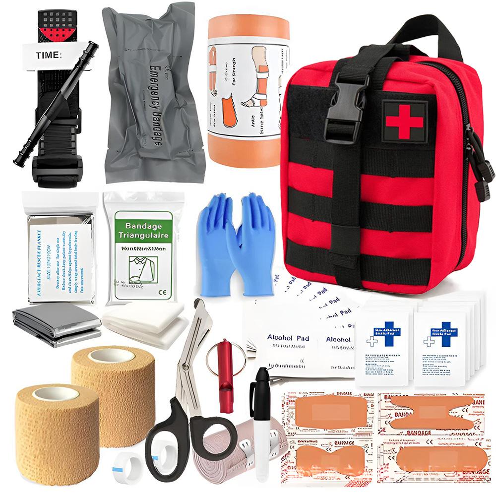 Outdoor survival tool first aid kit (black)