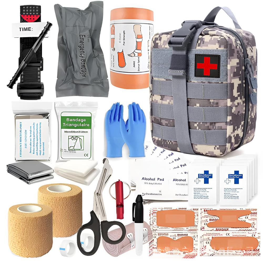 Outdoor survival tool first aid kit (black)