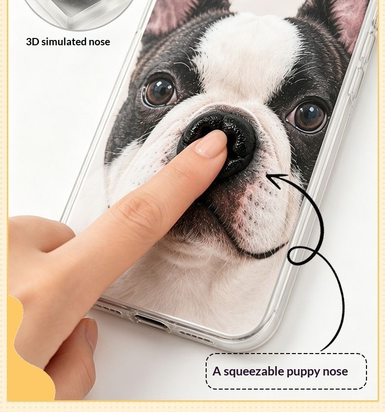 Customized Pet Phone Cases With A Small Dog's Nose That Can Be Molded.