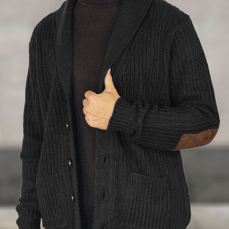 Fashionable Suede-Effect Patchwork Sweater For Men