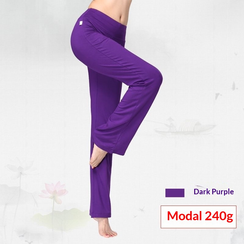 Womens Solid-Color Modal Yoga Pants Dark Purple S
