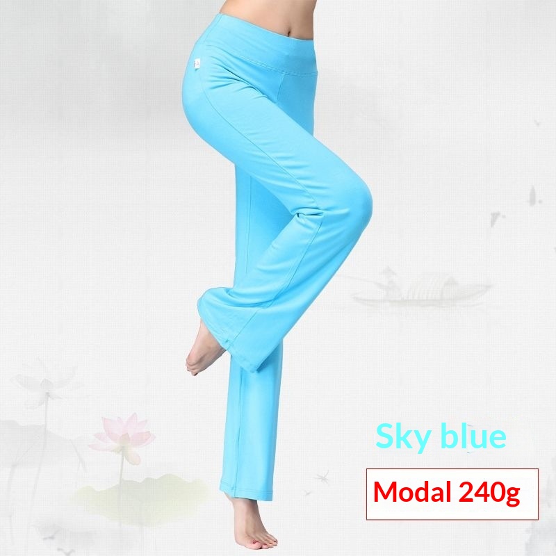 Womens Solid-Color Modal Yoga Pants Sky Blue S