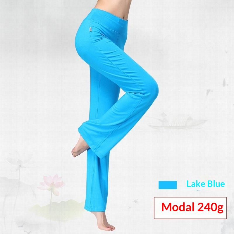 Womens Solid-Color Modal Yoga Pants Lake Blue S