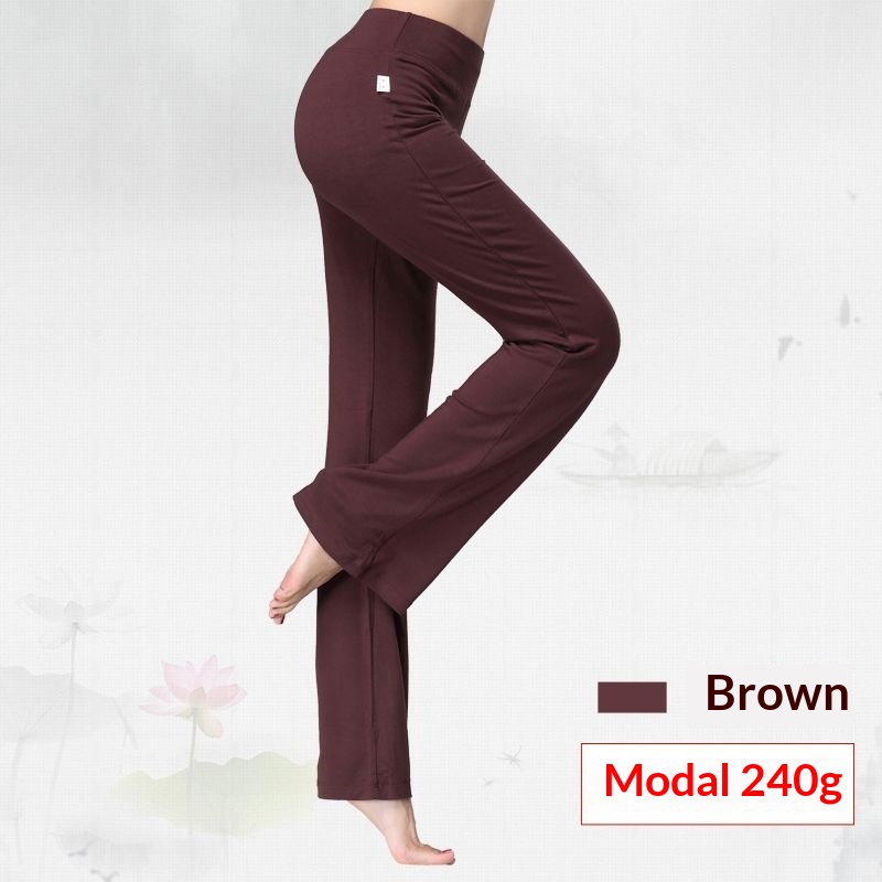 Womens Solid-Color Modal Yoga Pants Coffee S