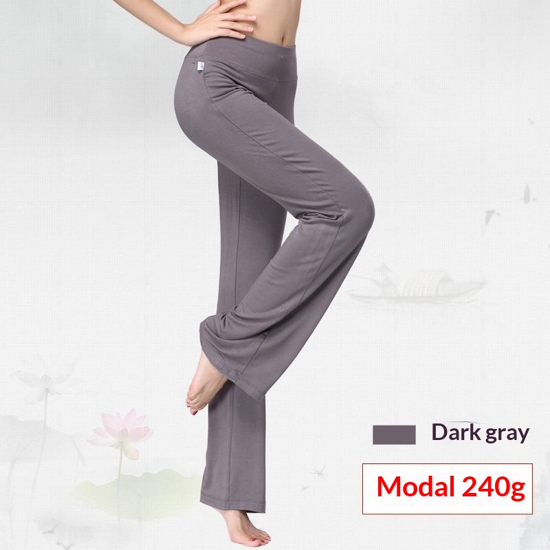 Womens Solid-Color Modal Yoga Pants Dark Gray S