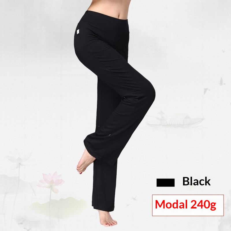 Womens Solid-Color Modal Yoga Pants Black S