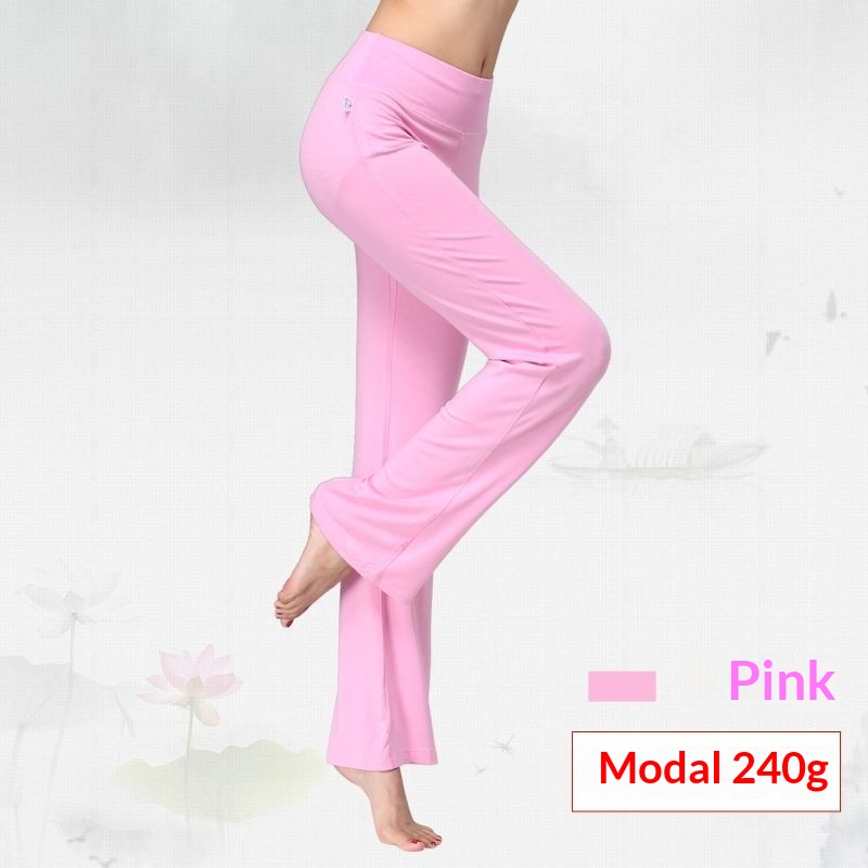 Womens Solid-Color Modal Yoga Pants Pink S