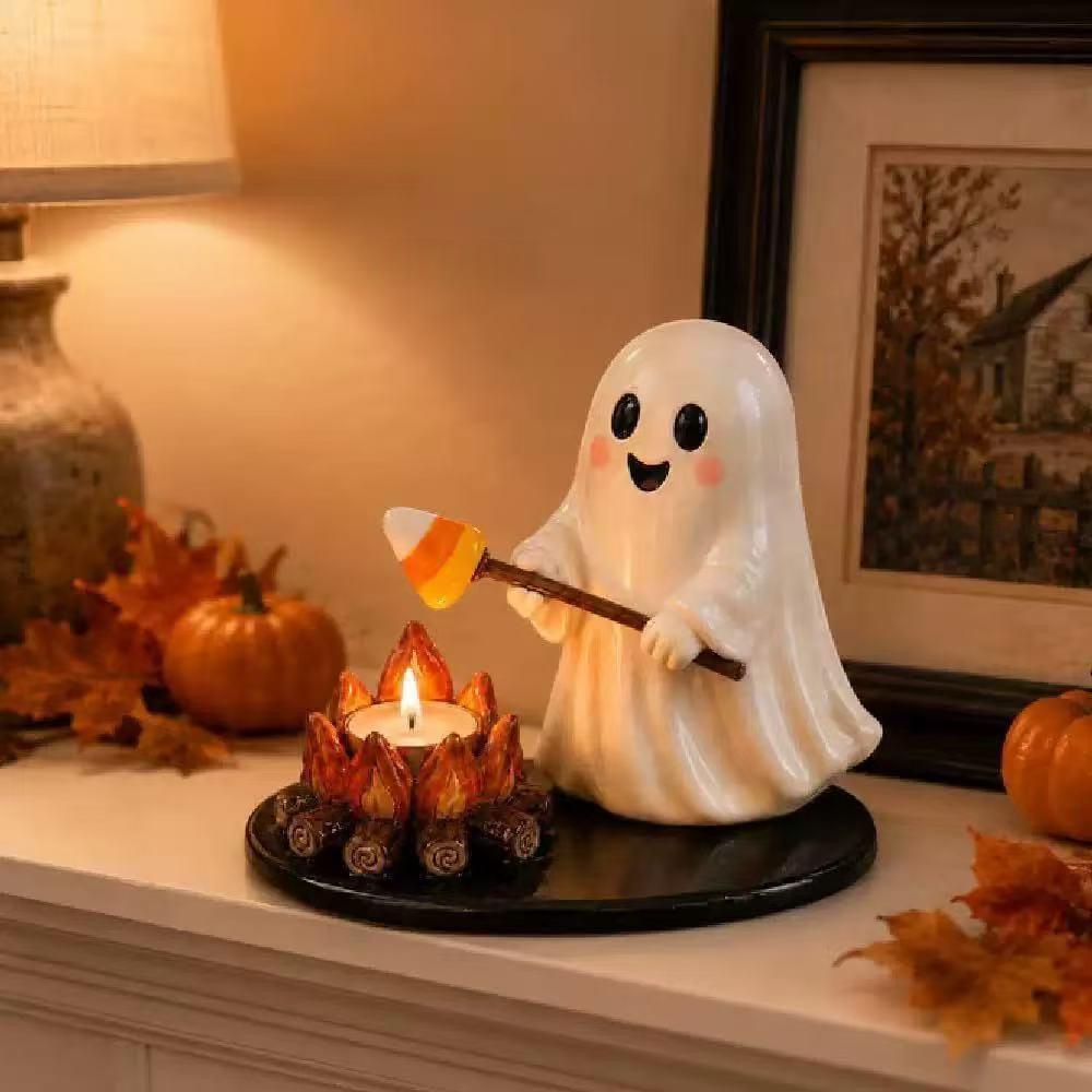 Halloween Campfire Tealight Holder Multi-Purpose Resin Candle Holder Figurine Reusable Craft Figurine Ornaments Gift For Friend — image 1