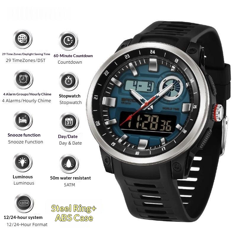 Outdoor Sports Watch For Male And Female Students 3389 Black And Blue