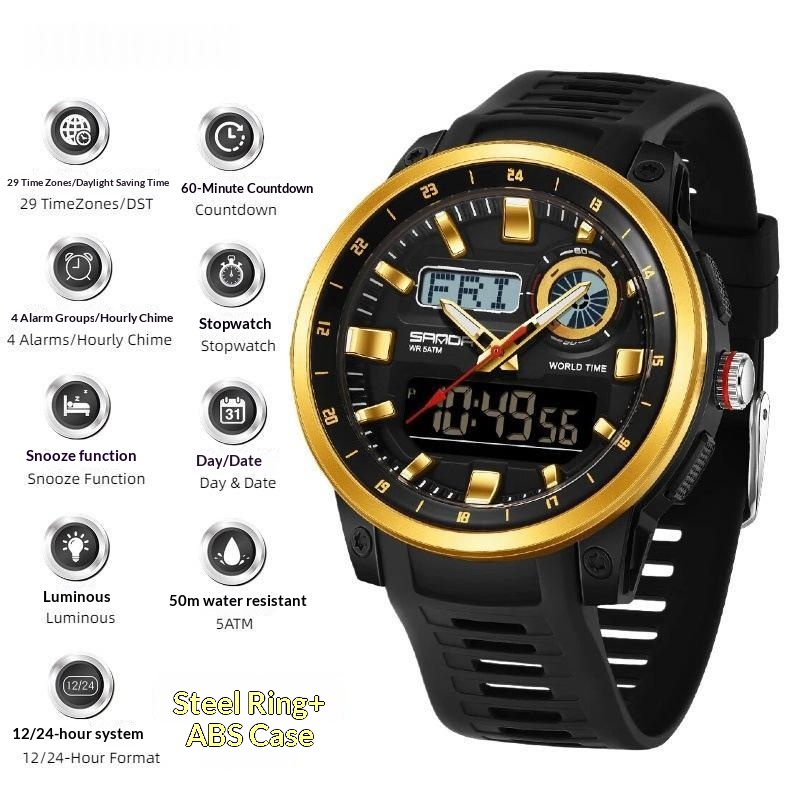 Outdoor Sports Watch For Male And Female Students 3389 Black Gold