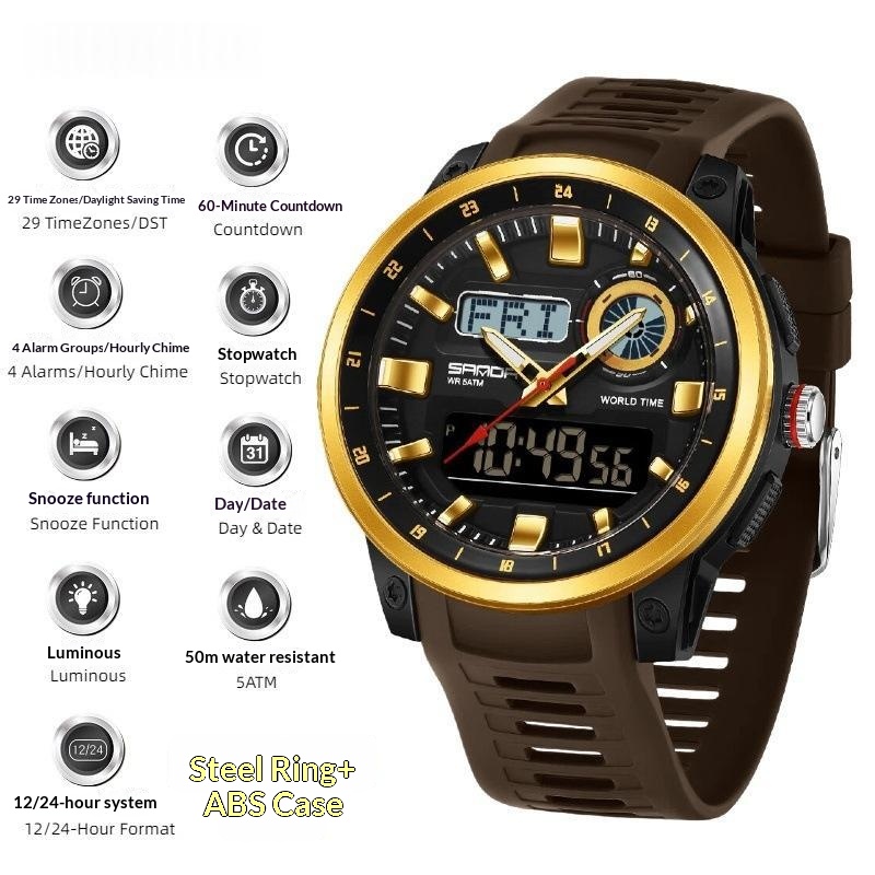 Outdoor Sports Watch For Male And Female Students 3389 Coffee Gold