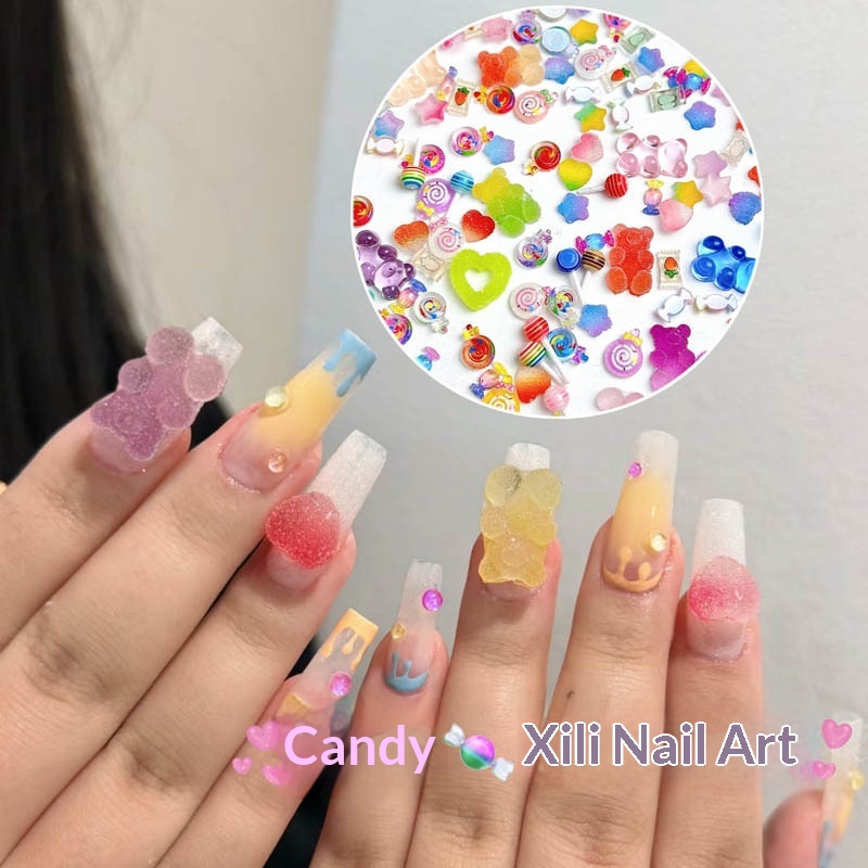 Candy Gummy Bear Lollipop Heart Pentagon Star Nail Art Decorations