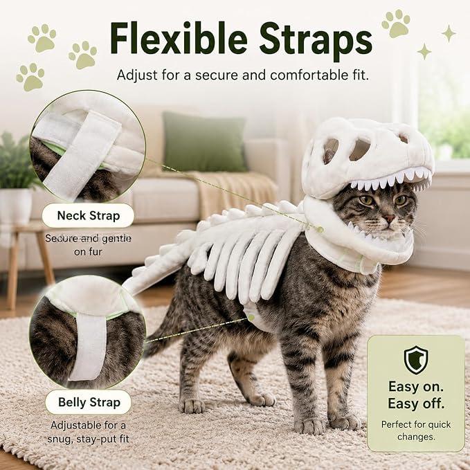 Dinosaur Skeleton Pet Costume Halloween Cat Hoodie