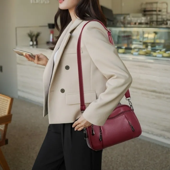 Multi-layered PU Handbag Tote And Crossbody Small