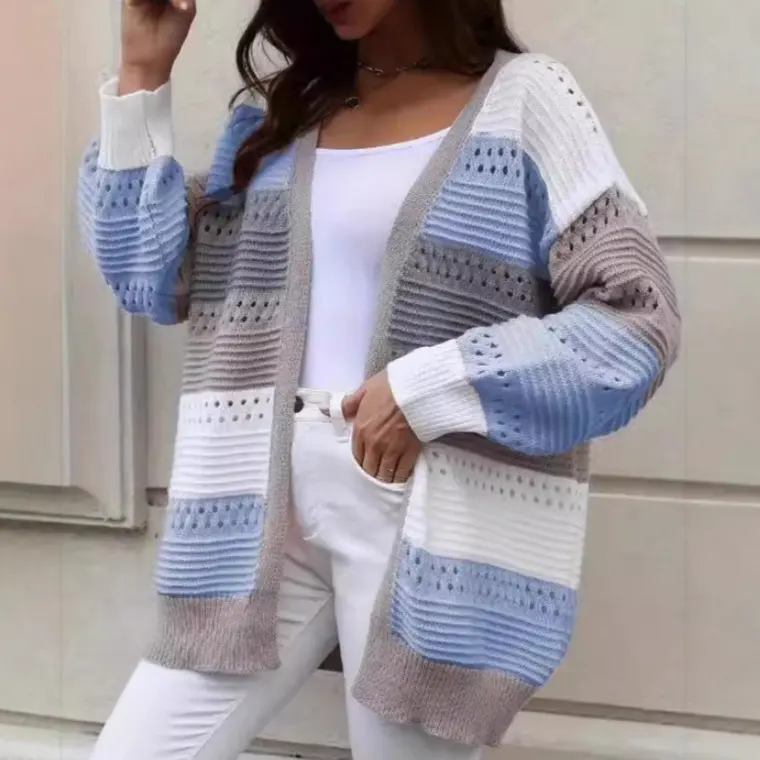 Autumn New Knitted Casual Cardigan Hollow-out Loose