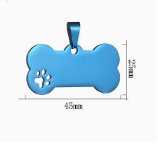 Etiqueta colgante de acero inoxidable para hacer tú mismo, con diseño de huella de pata y hueso con un hueco