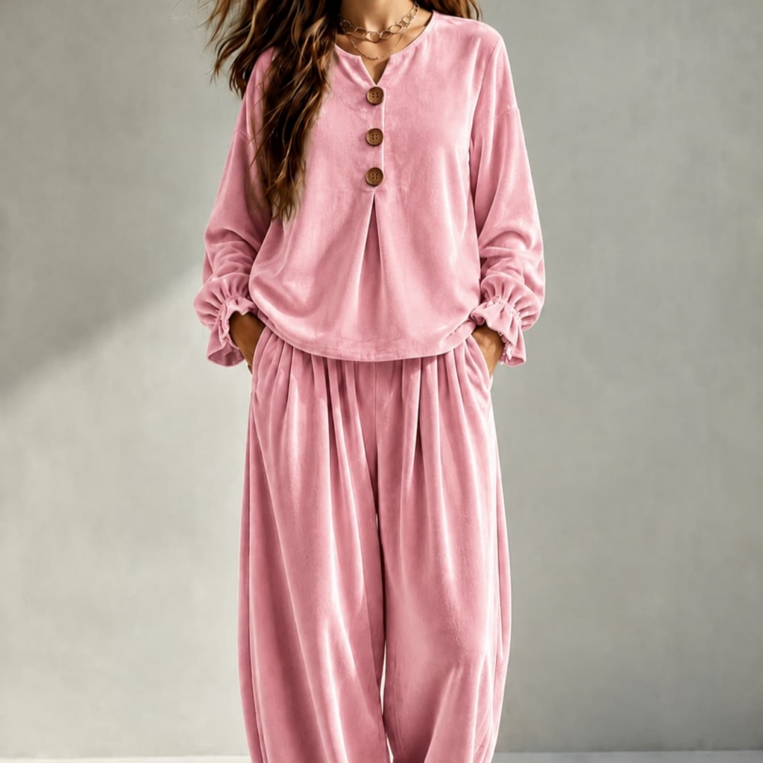 Velvet Casual Pants Two-piece Set For Women