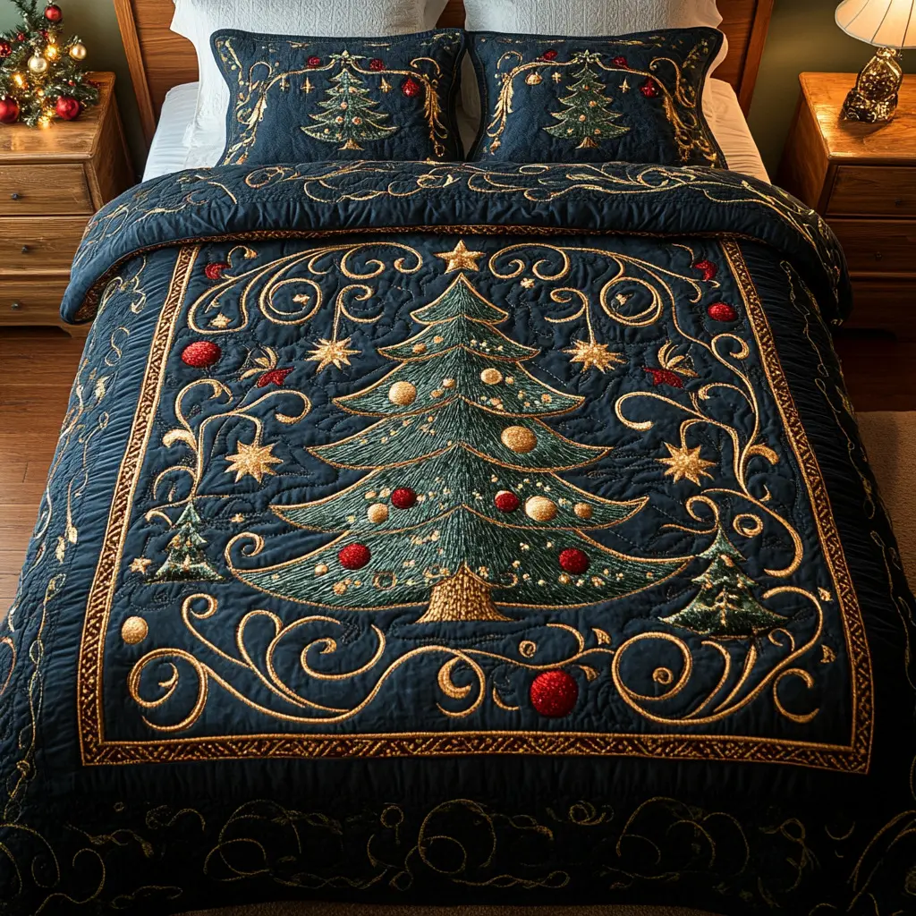 3D Printed Quilted Bedspread Set