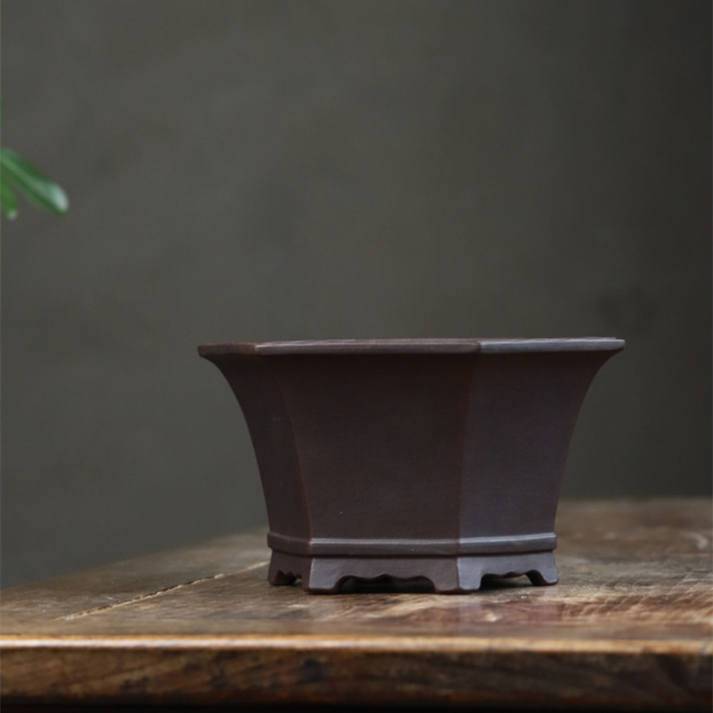 Zisha Flower Pot Handmade Hexagonal Shape