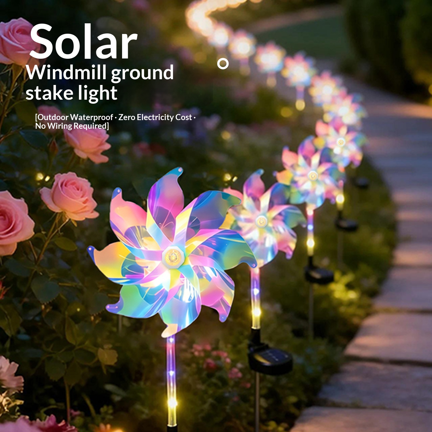 LED Solar-powered Windmill Light