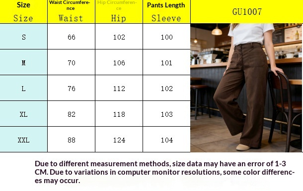 High-Waist Wide-Leg Trousers Size Chart