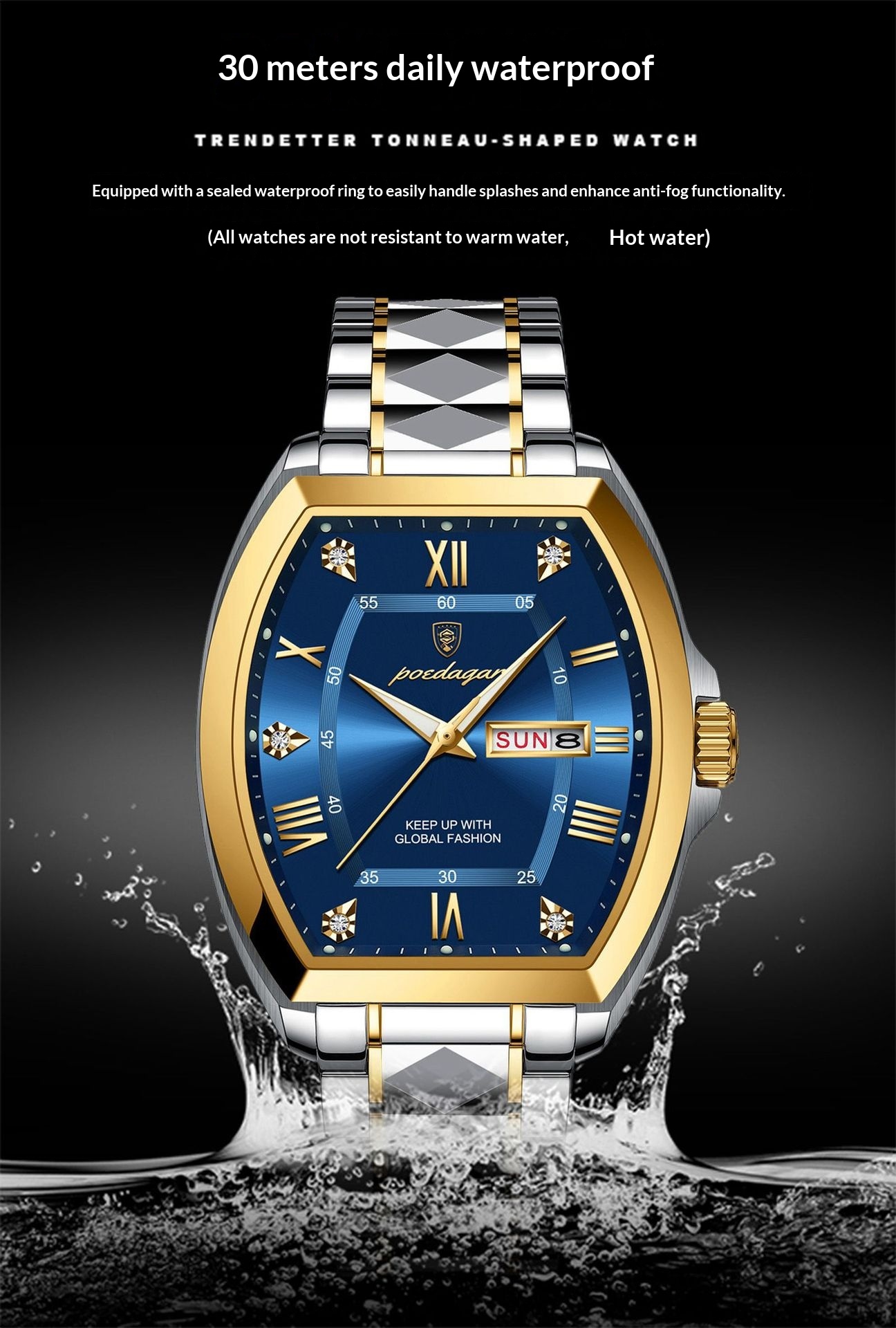 Poedagar 958 Luminous Barrel-shaped Quartz Watch for Men