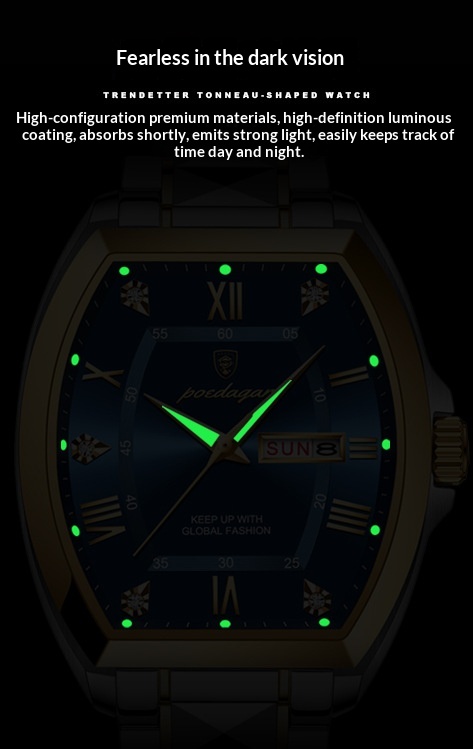 Poedagar 958 Luminous Barrel-shaped Quartz Watch for Men