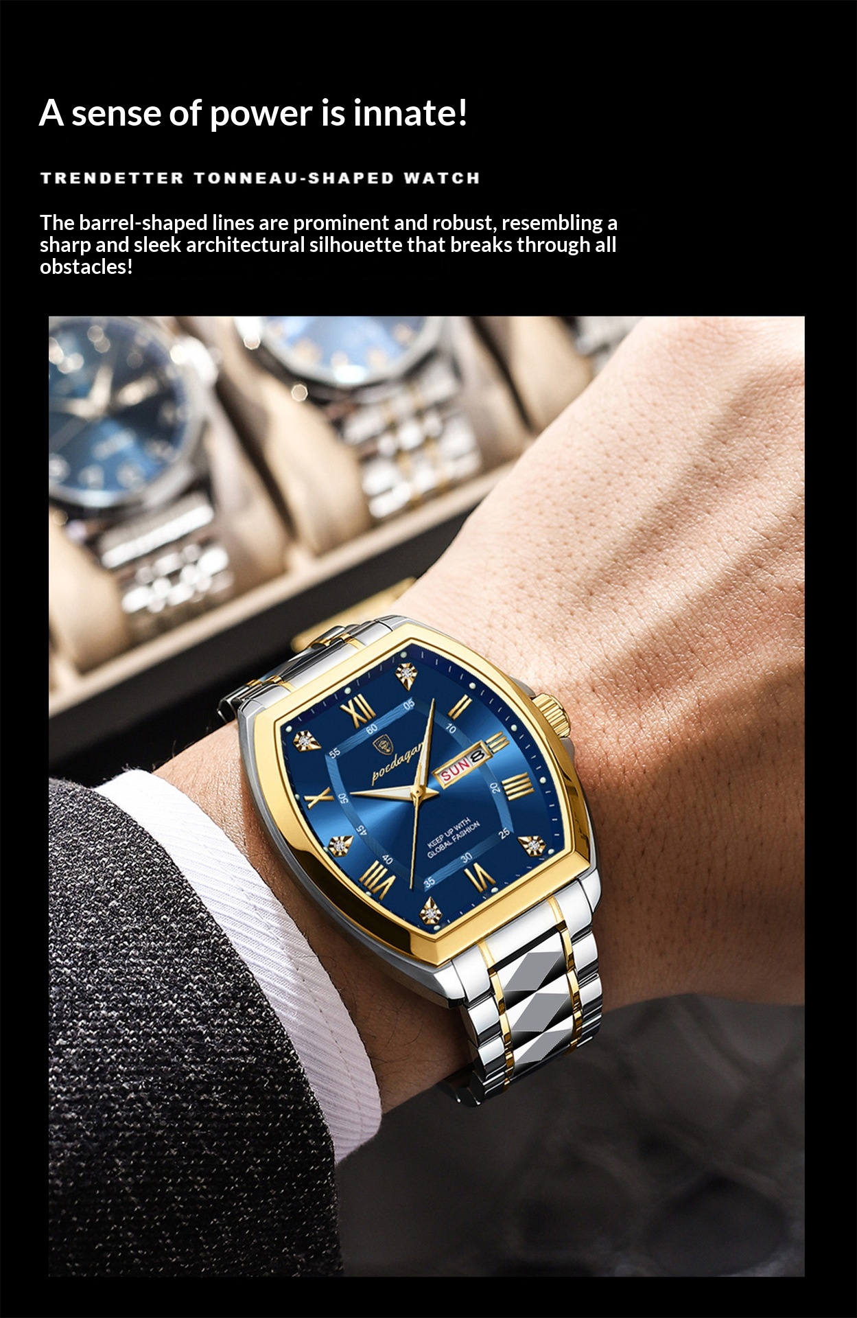 Poedagar 958 Luminous Barrel-shaped Quartz Watch for Men