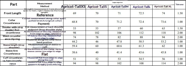 Asymmetric Wrap Top - Size Chart