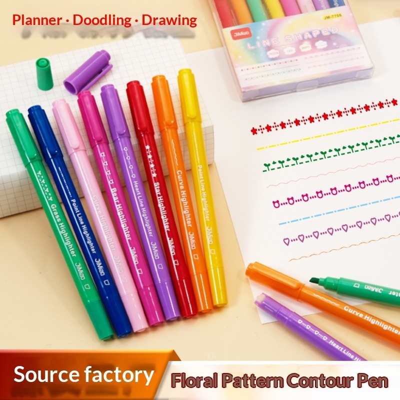 Double-headed Rollerball Pen Floral Pattern Curve