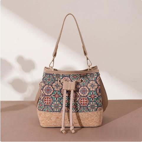 Vintage Printed Large-Capacity Women's Tote Bag With Wood-Grain Exterior And Wood-Grain Interior