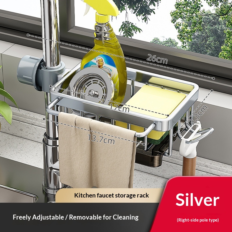 Aluminium sink and faucet organizer view 3