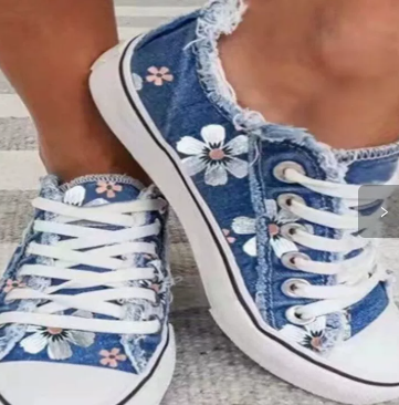 Floral Canvas Lace-Up Flats, picture 4 of 4