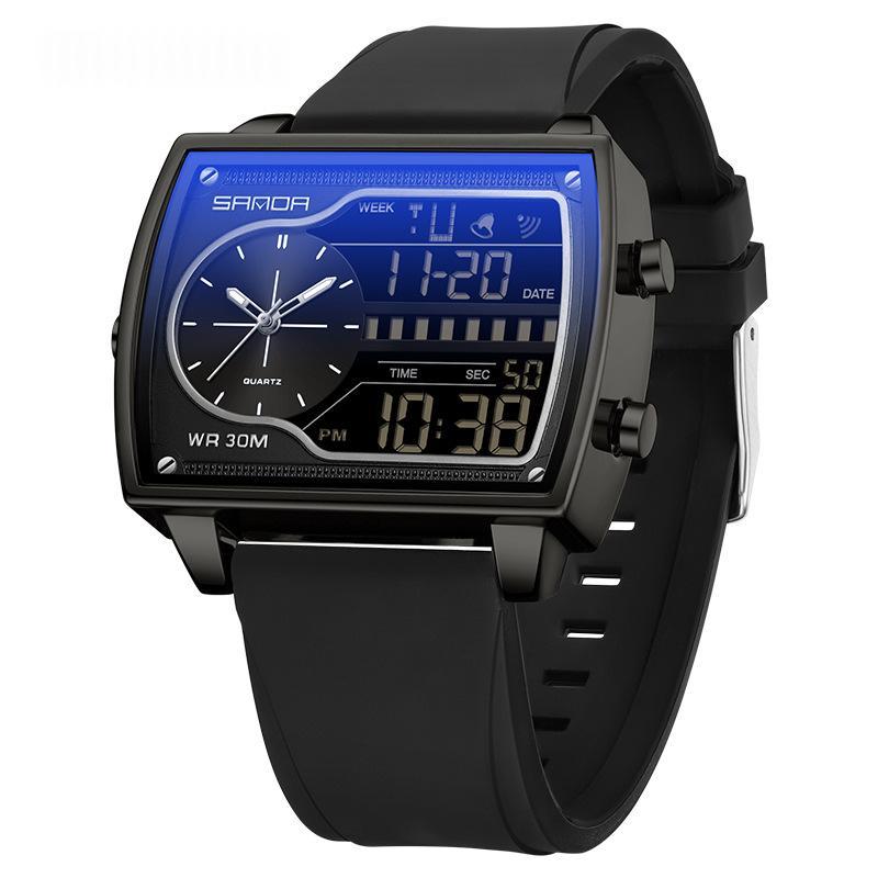 Mens Multifunctional Luminous Waterproof Watch 6163 Silicone Black