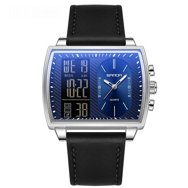 Mens Multifunctional Luminous Waterproof Watch 6238 Belt Silver Blue